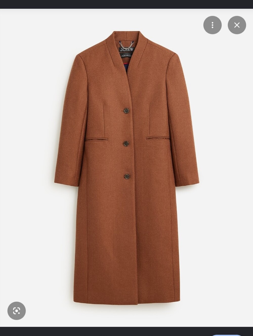 J. Crew Long Single-Breasted Trench Coat in Cognac Brown